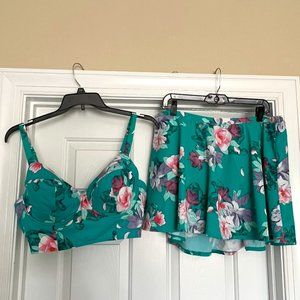 TORRID - Teal Underwire Bikini Bra with Swimskirt